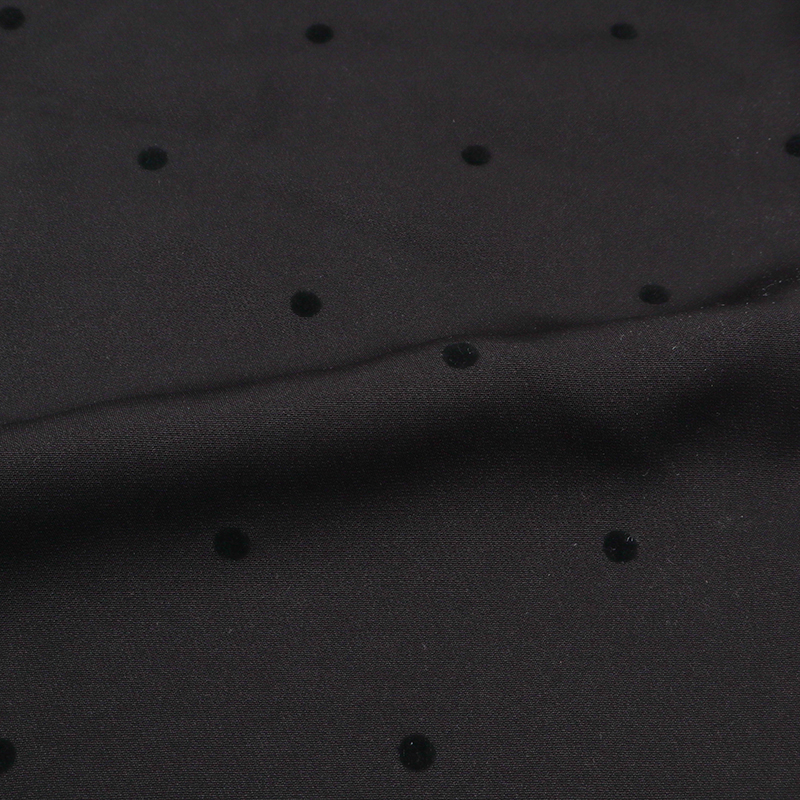 フロッキードット柄ストレートパンツ ブラック ブラック M