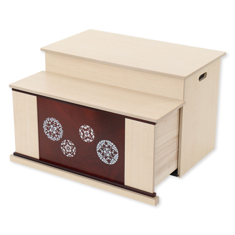 五人収納飾り「木目ワイン色に浮線綾」 34077F 雛人形 【メーカー直送】 ナチュラル