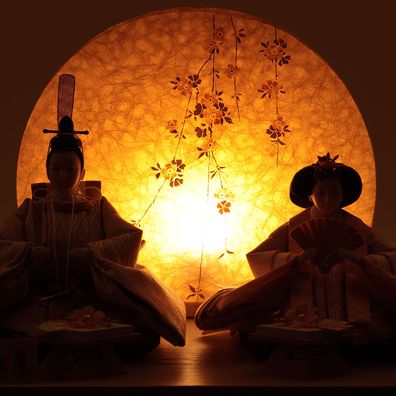 親王ケース飾り「花明かりライト」 38117K 雛人形 【メーカー直送】 ナチュラル