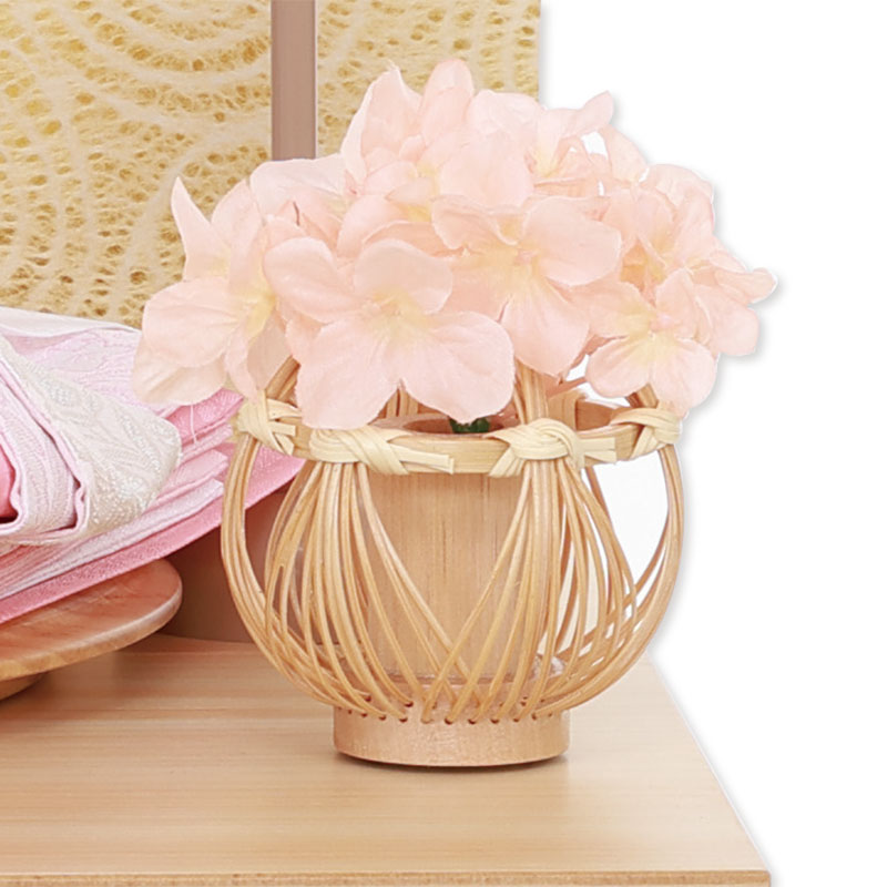 親王収納飾り「ナチュラル木目に秋草模様」 35255F 雛人形 【メーカー直送】 ナチュラル