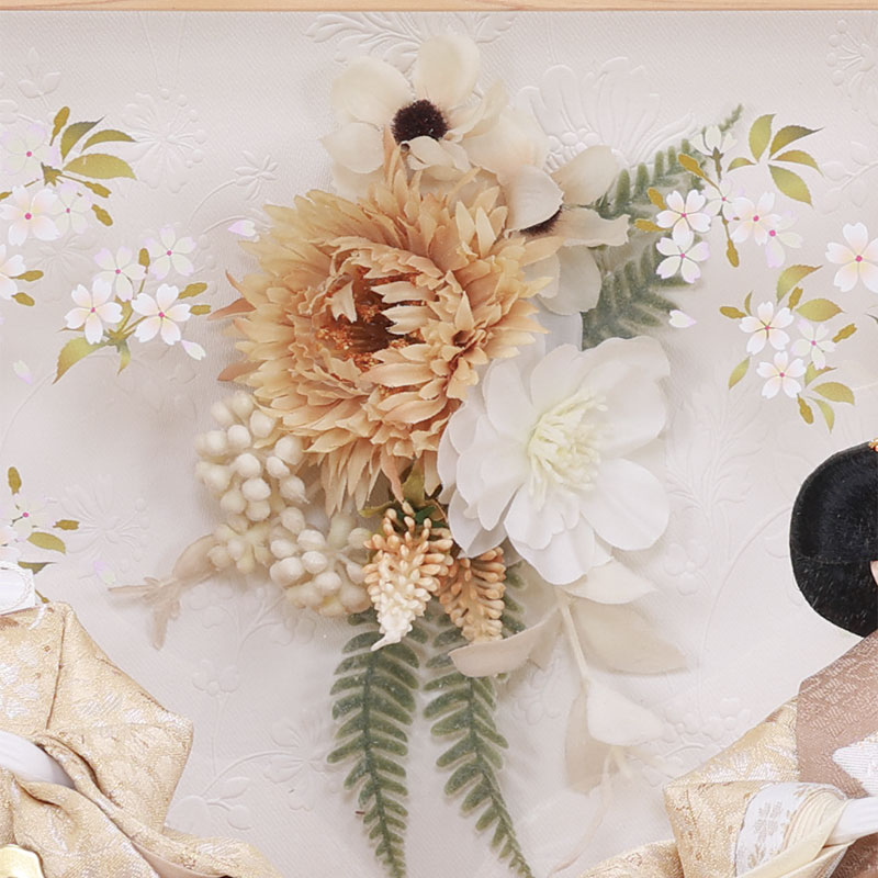 親王ケース飾り「プリフラワー小桜模様」 38160F 雛人形 【メーカー直送】 ナチュラル