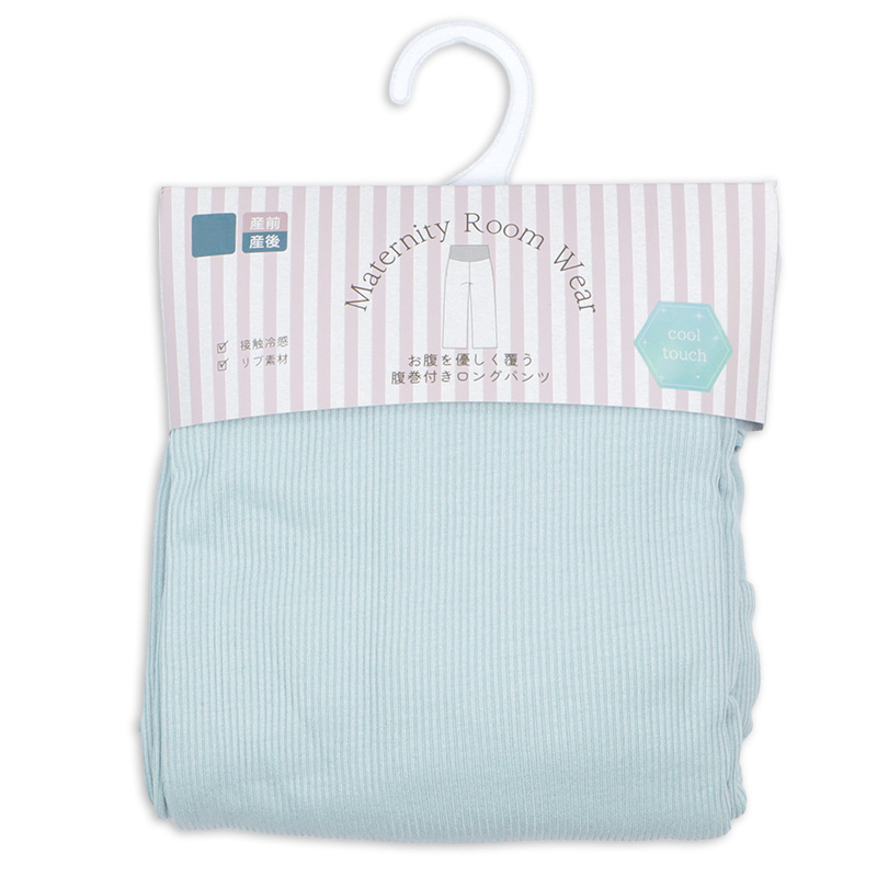 お腹をやさしく覆う 腹巻付きロングパンツ サックス サックス L