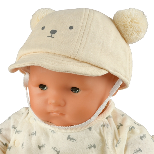 ＜赤ちゃん本舗＞ [100Pプレゼント]【SALE】[44・46cm]キャップ ボンボン クマ アイボリー シューズ・ファッション小物 帽子・バッグ・ファッション小物 新生児・乳児帽子