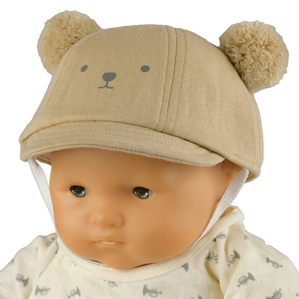 ＜赤ちゃん本舗＞ [100Pプレゼント]【SALE】[44・46cm]キャップ ボンボン クマ ベージュ シューズ・ファッション小物 帽子・バッグ・ファッション小物 新生児・乳児帽子画像