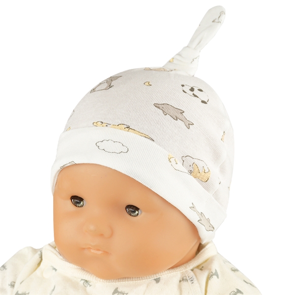 ＜赤ちゃん本舗＞ [100Pプレゼント]【SALE】ももろ 新生児帽子 結ぶタイプ オフホワイト シューズ・ファッション小物 帽子・バッグ・ファッション小物 新生児・乳児帽子画像