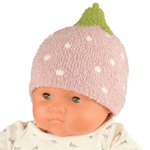 ＜赤ちゃん本舗＞ 【SALE】[38〜42・42~46cm]ニット帽子 フルーツ／いちご やわらかモコモコ ピンク シューズ・ファッション小物 帽子・バッグ・ファッション小物 新生児・乳児帽子画像
