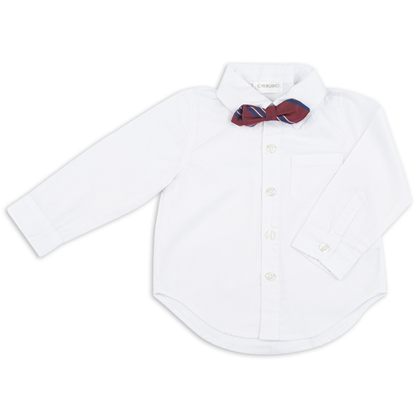 [ベビー]長袖シャツ　蝶ネクタイ付　ホワイト ホワイト 95cm