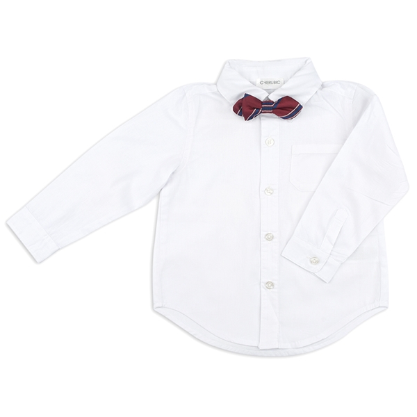 [キッズ]長袖シャツ　蝶ネクタイ付　ホワイト ホワイト 110cm