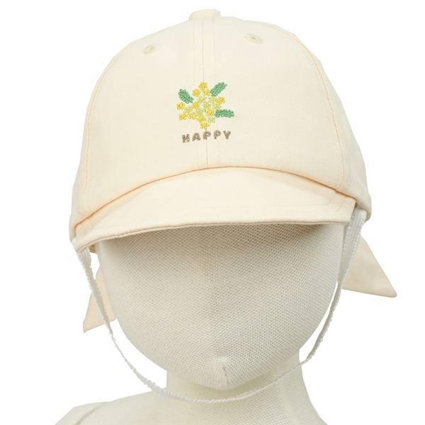  [48〜50cm]キャップ お花刺繍 バックリボン アイボリー シューズ・ファッション小物 帽子・バッグ・ファッション小物 ベビー帽子