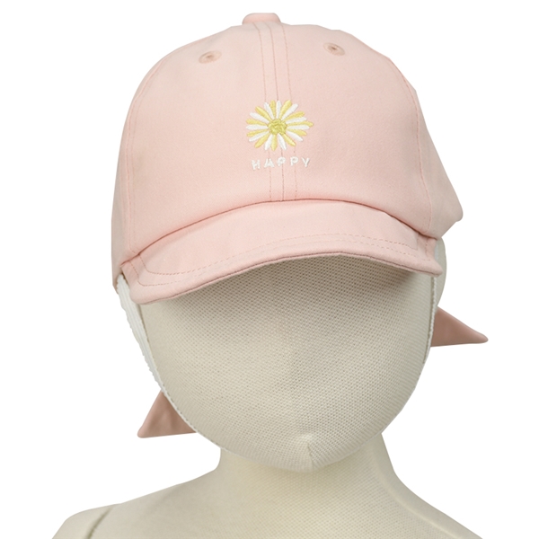  [52〜54cm]キャップ お花刺繍 バックリボン ピンク シューズ・ファッション小物 帽子・バッグ・ファッション小物 キッズ帽子