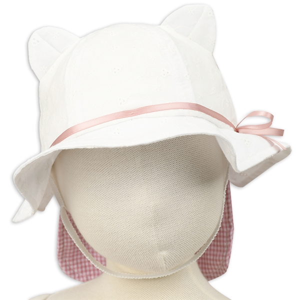＜赤ちゃん本舗＞ [48・50cm]耳付きハット 日よけ付き オフホワイト シューズ・ファッション小物 帽子・バッグ・ファッション小物 ベビー帽子
