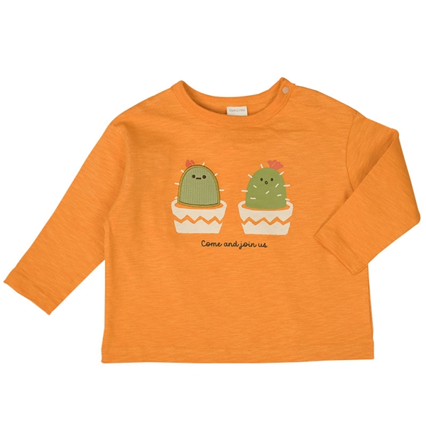  [ベビー]長袖 Tシャツ ワッフル植物 オレンジ 乳児服・ベビー服・子ども服・お外着 ベビー服（70〜95cm） ベビートップス（男の子）