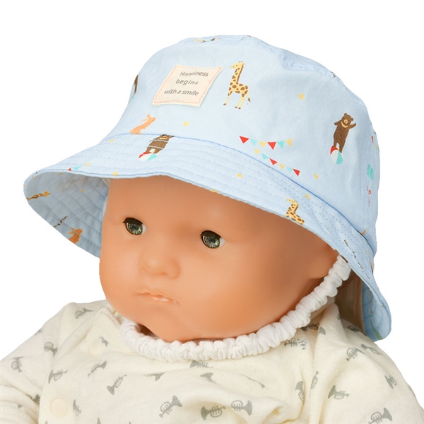 ＜赤ちゃん本舗＞ [400Pプレゼント][42、44、46cm]ハット アニマルサーカス 日よけ付き ブルー シューズ・ファッション小物 帽子・バッグ・ファッション小物 新生児・乳児帽子画像