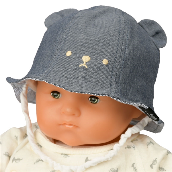 ＜赤ちゃん本舗＞ [400Pプレゼント][42・44・46cm]チューリップハット クマ ネイビー シューズ・ファッション小物 帽子・バッグ・ファッション小物 新生児・乳児帽子画像