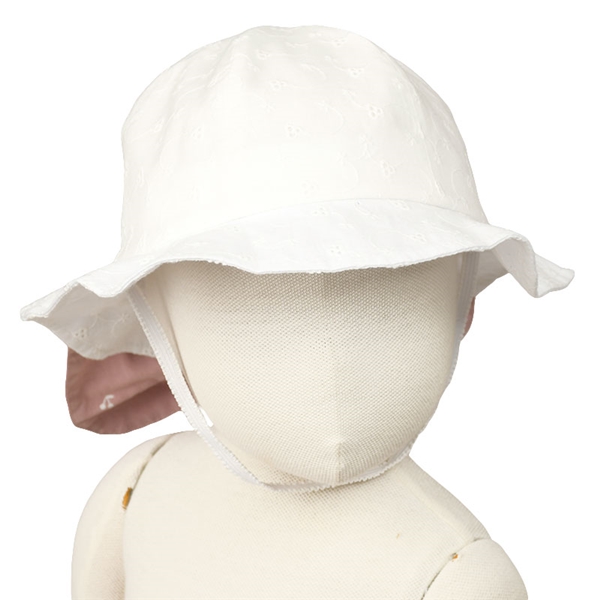 ＜赤ちゃん本舗＞ [48・50cm]メトロハット チェリー柄 日よけリボン オフホワイト シューズ・ファッション小物 帽子・バッグ・ファッション小物 ベビー帽子画像