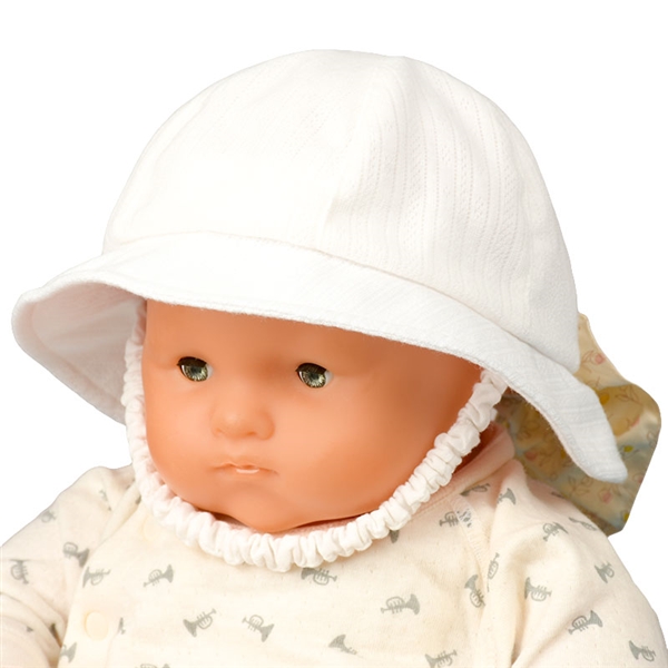 ＜赤ちゃん本舗＞ [400Pプレゼント][44・46cm]メトロハット 日よけリボン オフホワイト シューズ・ファッション小物 帽子・バッグ・ファッション小物 新生児・乳児帽子画像