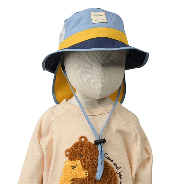  [48・50cm]アドベンチャーハット サイドメッシュ 日よけ付き ブルー シューズ・ファッション小物 帽子・バッグ・ファッション小物 ベビー帽子
