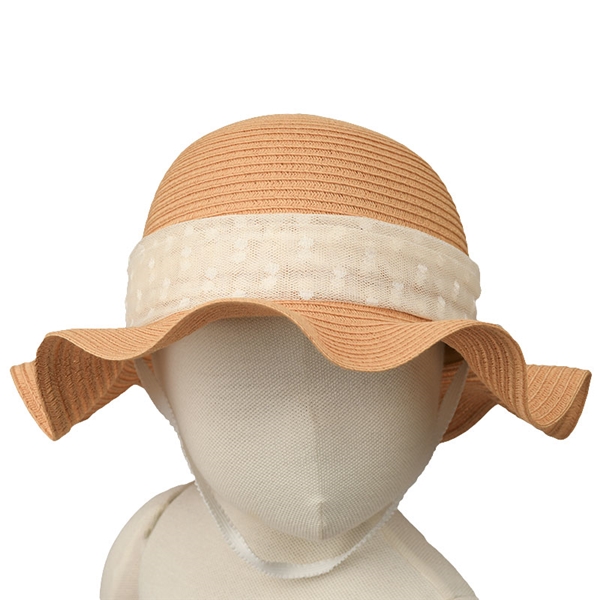 ＜赤ちゃん本舗＞ [48・50cm]ひらひらハット 洗えるたためる チュールリボン ブラウン シューズ・ファッション小物 帽子・バッグ・ファッション小物 ベビー帽子