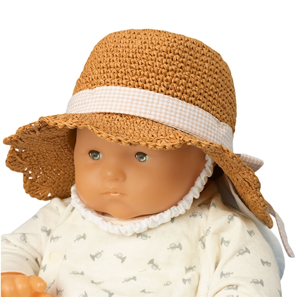  [500Pプレゼント][44・46cm]丸天ハット たためる手編み 日よけ付き ブラウン シューズ・ファッション小物 帽子・バッグ・ファッション小物 新生児・乳児帽子