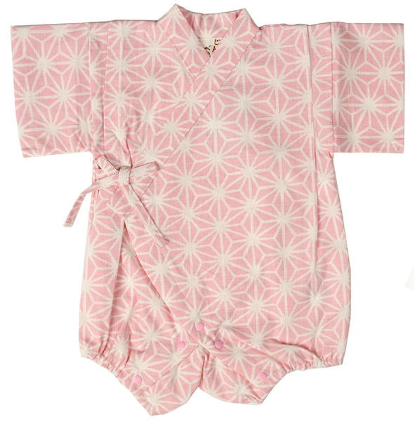  [ベビー]甚平ロンパス 麻の葉柄 ピンク 乳児服・ベビー服・子ども服・お外着 ベビー服（70〜95cm） ベビー甚平・ゆかた（女の子）