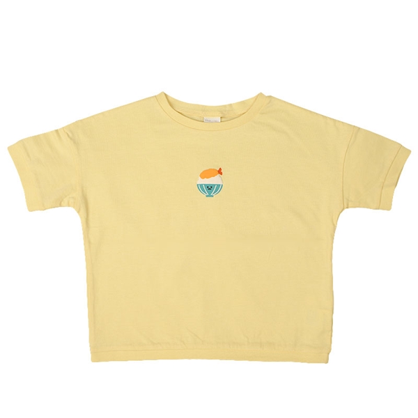  [キッズ]半袖 Tシャツ ワンポイント ごはん イエロー 乳児服・ベビー服・子ども服・お外着 キッズ（子ども服）（100〜120cm） キッズトップス（男の子）