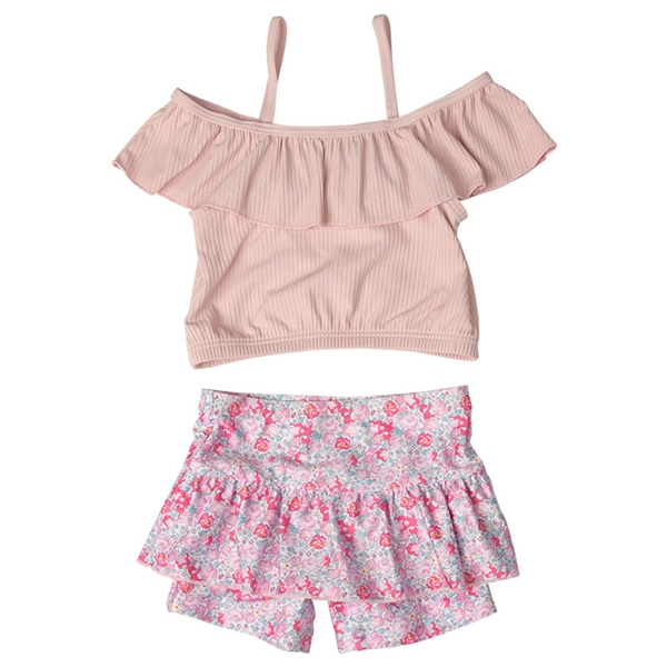  [キッズ]セパレート水着 リブ UVカット率90％以上 ピンク 乳児服・ベビー服・子ども服・お外着 水着・スイムグッズ・プール・浮輪 キッズ水着（女の子）