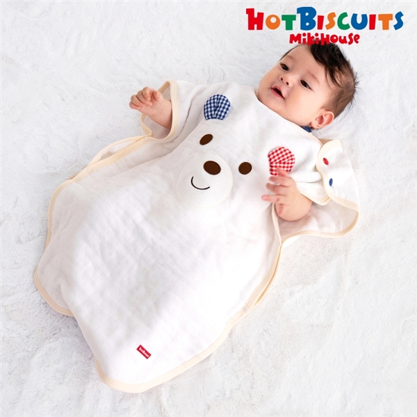 [ベビー] 六重織 ガーゼスリーパー ホワイト　[ミキハウス　ホットビスケッツ] ホワイト