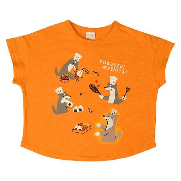＜赤ちゃん本舗＞ [キッズ]半袖 Tシャツ ワッペン刺繍 オレンジ 乳児服・ベビー服・子ども服・お外着 キッズ（子ども服）（100〜120cm） キッズトップス（男の子）画像