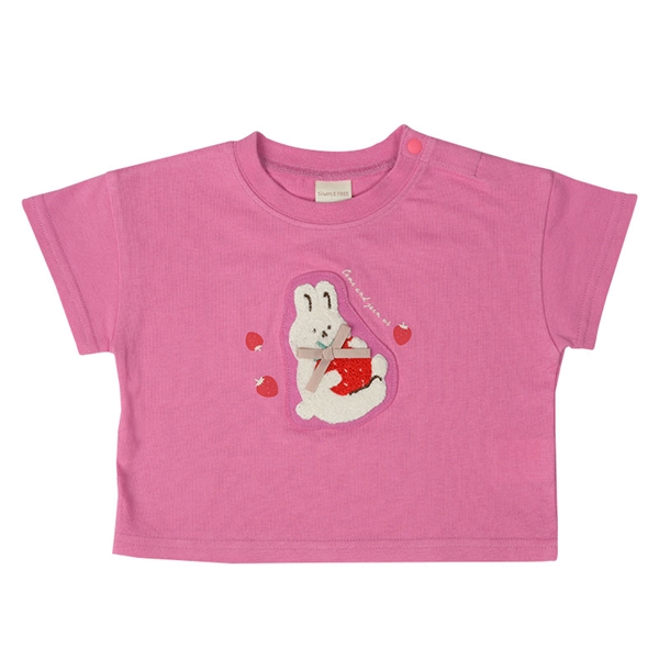 ＜赤ちゃん本舗＞ [ベビー]半袖Tシャツ アニマルサガラ刺繍 ピンク 乳児服・ベビー服・子ども服・お外着 ベビー服（70〜95cm） ベビートップス（女の子）画像