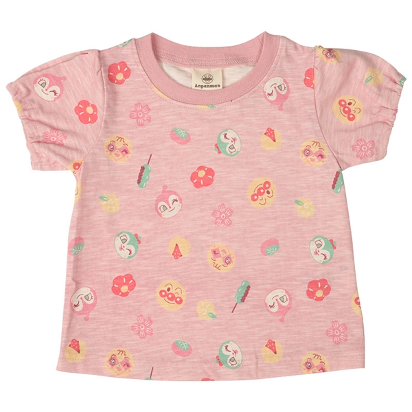  [ベビー]Tシャツ アンパンマン和菓子柄 ピンク 乳児服・ベビー服・子ども服・お外着 ベビー服（70〜95cm） ベビートップス（女の子）