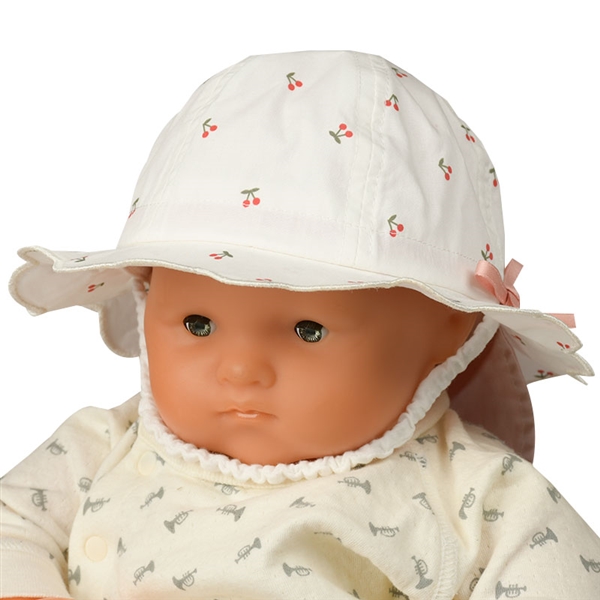 ＜赤ちゃん本舗＞ [400Pプレゼント][42・44・46cm]スカラップハット 総柄プリント オフホワイト シューズ・ファッション小物 帽子・バッグ・ファッション小物 新生児・乳児帽子画像
