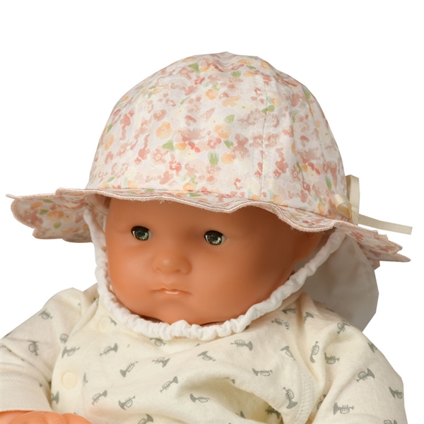 ＜赤ちゃん本舗＞ [400Pプレゼント][42・44・46cm]スカラップハット 総柄プリント ピンク シューズ・ファッション小物 帽子・バッグ・ファッション小物 新生児・乳児帽子