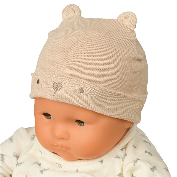 ＜赤ちゃん本舗＞ ニット帽 クマ 生まれてすぐにかぶれるサイズ ベージュ シューズ・ファッション小物 帽子・バッグ・ファッション小物 新生児・乳児帽子画像