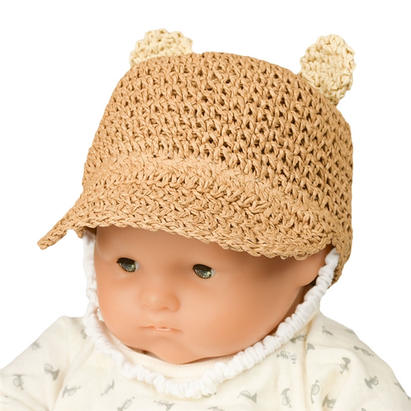 ＜赤ちゃん本舗＞ [44・46cm]キャップ クマ耳 手編み ブラウン シューズ・ファッション小物 帽子・バッグ・ファッション小物 新生児・乳児帽子画像