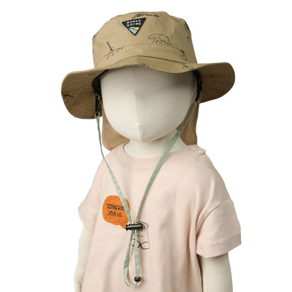 [48・50cm]サファリハット キャンププリント 吸水速乾 カーキ シューズ・ファッション小物 帽子・バッグ・ファッション小物 ベビー帽子