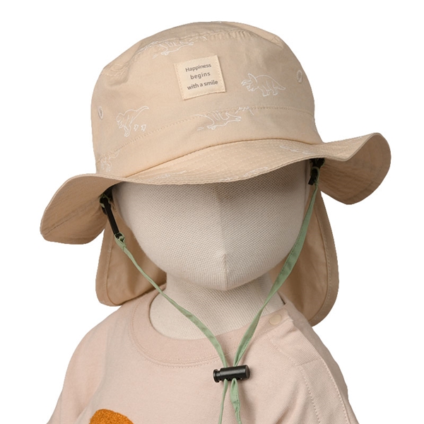  [48・50cm]サファリハット 恐竜プリント 吸水速乾 ベージュ シューズ・ファッション小物 帽子・バッグ・ファッション小物 ベビー帽子