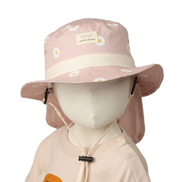  [48・50cm]サファリハット フラワープリント 吸水速乾 ピンク シューズ・ファッション小物 帽子・バッグ・ファッション小物 ベビー帽子