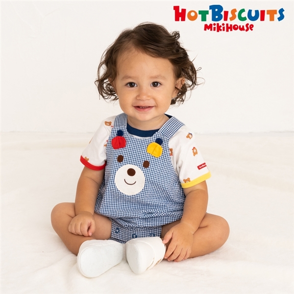 ロンパース　紺×白　[ミキハウス　ホットビスケッツ] 80~90cm