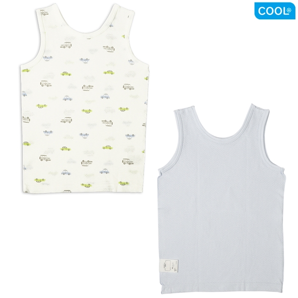 【SALE】[キッズ]メッシュ　タンクトップ　２枚組　くるま サックス サックス 110cm