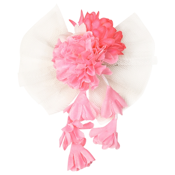 クリップ和チュール付造花 ピンク ピンク