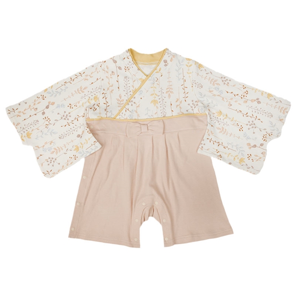 袴オール　リーフ柄 ベージュ 80cm