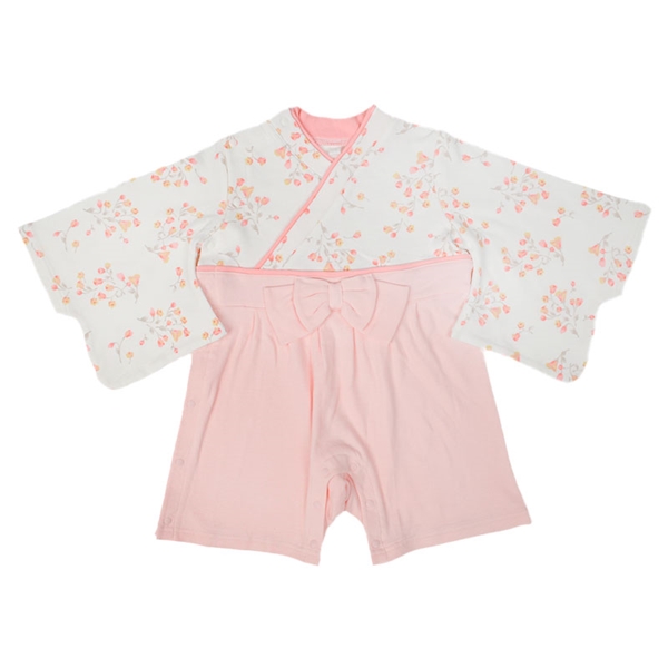 【SALE】袴オール 小花柄 ピンク 80cm