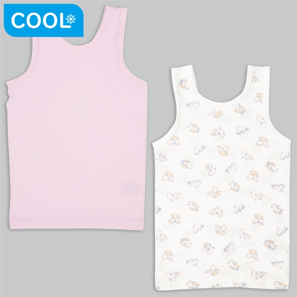 [ベビー]前後着られるメッシュ　タンクトップ　２枚組　ユニコーン　ピンク ピンク 90cm