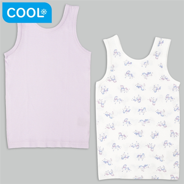 [キッズ]前後着られるメッシュ　タンクトップ２枚組　ユニコーン　パープル パープル 110cm