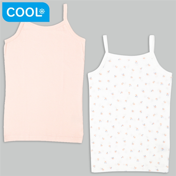 [キッズ]前後着られるメッシュ　キャミソール　２枚組　お花　オレンジ オレンジ 120cm