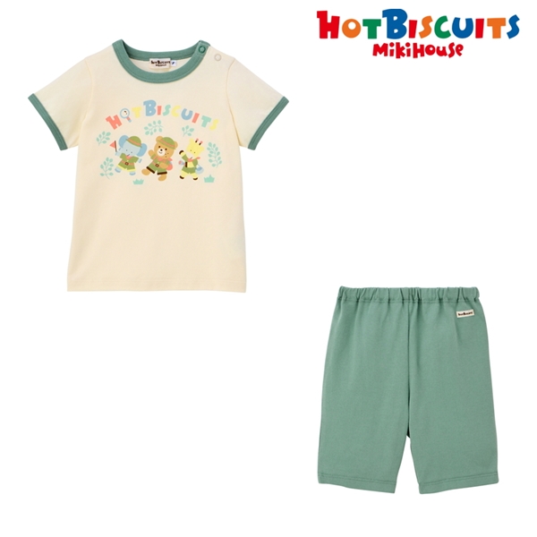 [ベビー] Tシャツ&6分丈パンツセット モスグリーン[ミキハウス　ホットビスケッツ] モスグリーン 70~80cm