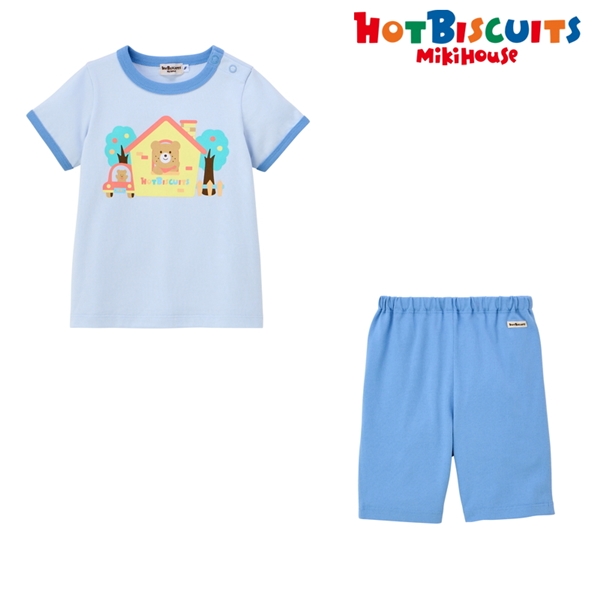 [ベビー] Tシャツ&6分丈パンツセット ストームブルー[ミキハウス　ホットビスケッツ] ストームブルー 70~80cm