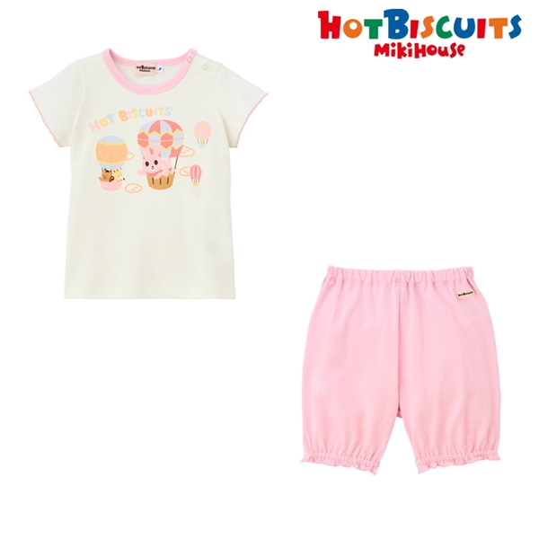 [ベビー] Tシャツ&6分丈パンツセット ピンク[ミキハウス　ホットビスケッツ] ピンク 70~80cm