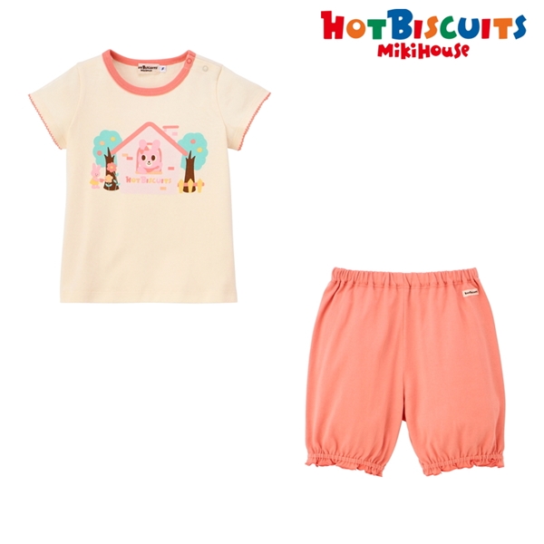 [ベビー] Tシャツ&6分丈パンツセット オレンジ[ミキハウス　ホットビスケッツ] オレンジ 70~80cm