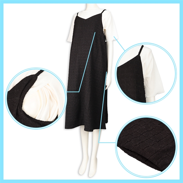 【SALE】[授乳仕様]半袖授乳トップス付きキャミワンピース　ブラック ブラック L